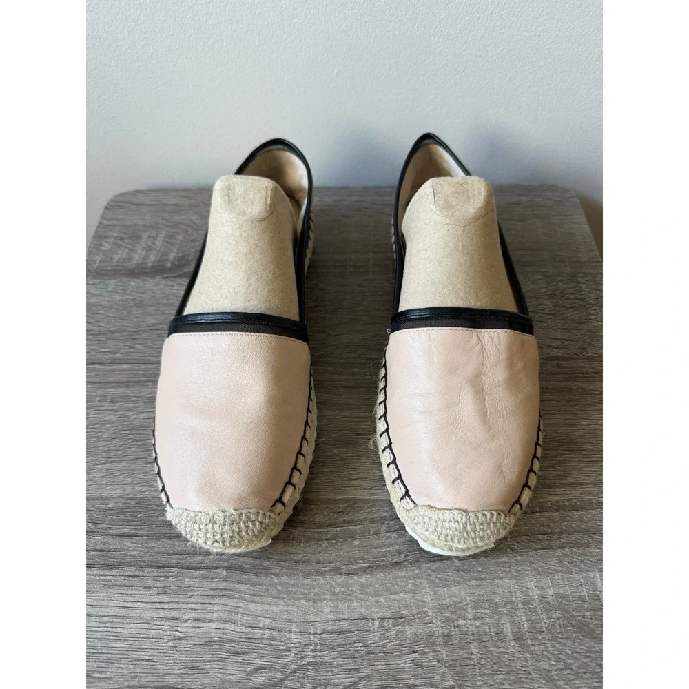 Karl Lagerfeld Alaine‎ Leather Espadrilles Slip On Comfort Shoes Pink/Beige Sz 8